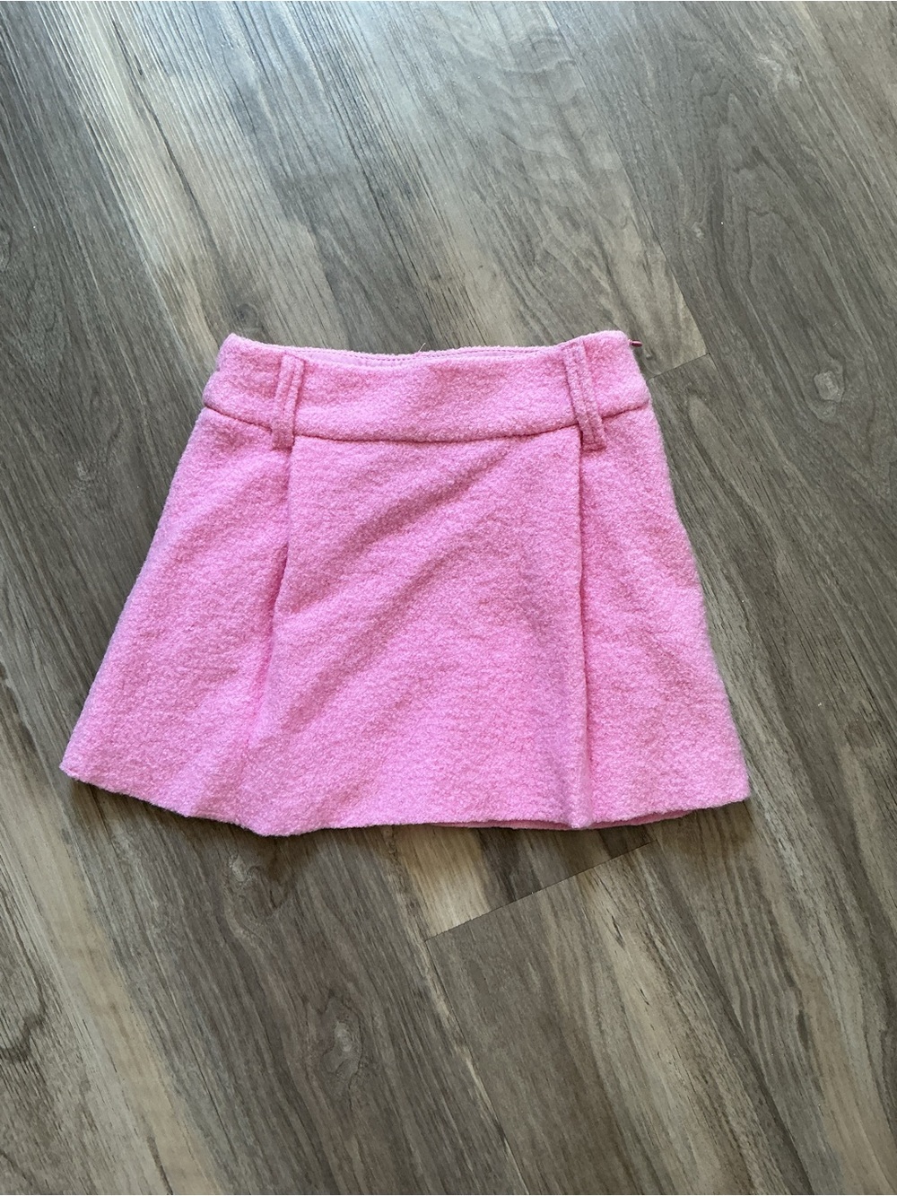 Zara Pink Bouclé A-Line Mini Skirt 100% Wool